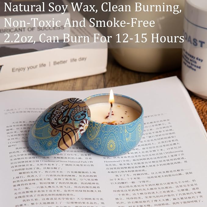 Scented Candles Gift Set, Natural Soy Candles Non Toxic, 4 Pack | 5% Essential Oils , Ideal For Home Decor, Bath, Yoga, Birthdays And Gifts For Women