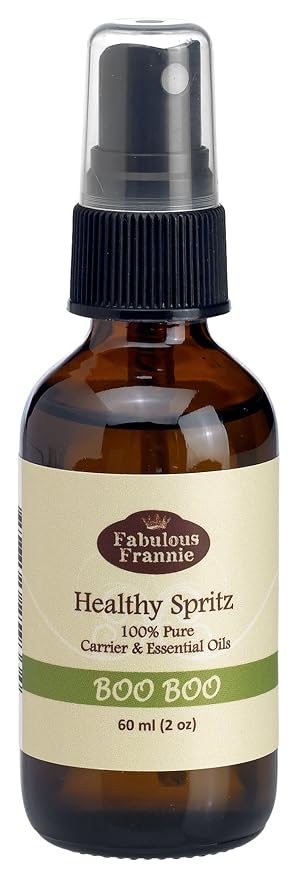 Fabulous Frannie Boo Boo Healthy Massage Spritz made with Grapeseed, Coconut OIls and Tea Tree, Lavender and Chamomile Essential Oils 2oz