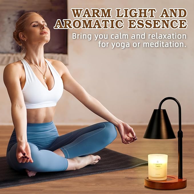 Candle Warmer Lamp with Timer Dimmable,Mothers Day Birthday Gifts for Women Mom, Adiustable Height Modern Candle Warmer Black Candle Lamp for Jar Candle, Home Decor Vintage Wax Warmer with 2 Bulbs