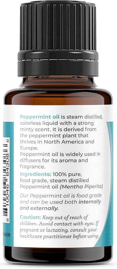 Viva Doria Peppermint Essential Oil, 100% Pure, Natural, Northwest Peppermint Essential Oil, Undiluted, for Aromatherapy | Food Grade, 15 mL (0.5 Fluid Ounce)