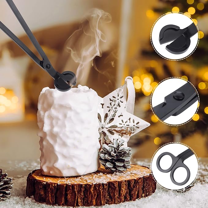 3 in 1 Candle Tools Set, Candle Wick Trimmer, Candle Cutter, Candle Snuffer, Candle Wick Dipper Accessory Set - Black