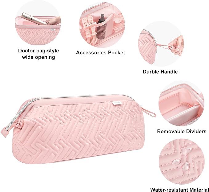 Leudes Hair Tools Travel Bag for Shark Flexstyle Carrying Case Portable Shark Hair Air Wrap Dryer Case Waterproof Dustproof Flat Curling Iron Travel Organizer (Pink)