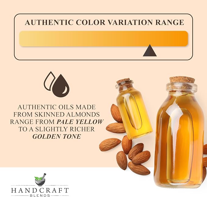 Handcraft Blends Organic Sweet Almond Oil | 100% Pure and Natural | Bath & Body Oil | Premium Grade Carrier Oil | Skin | Hair | Body | Massage | Hexane-Free | 8 Fl Oz