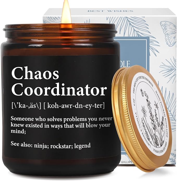 Chaos Coordinator Candle Gifts for Women Men, Funny Staff Appreciation Gift for Boss Leader, Thank You Candle for Manager Office Coworkers Mom Dad Teacher Friend Her Him Work Anniversary-52
