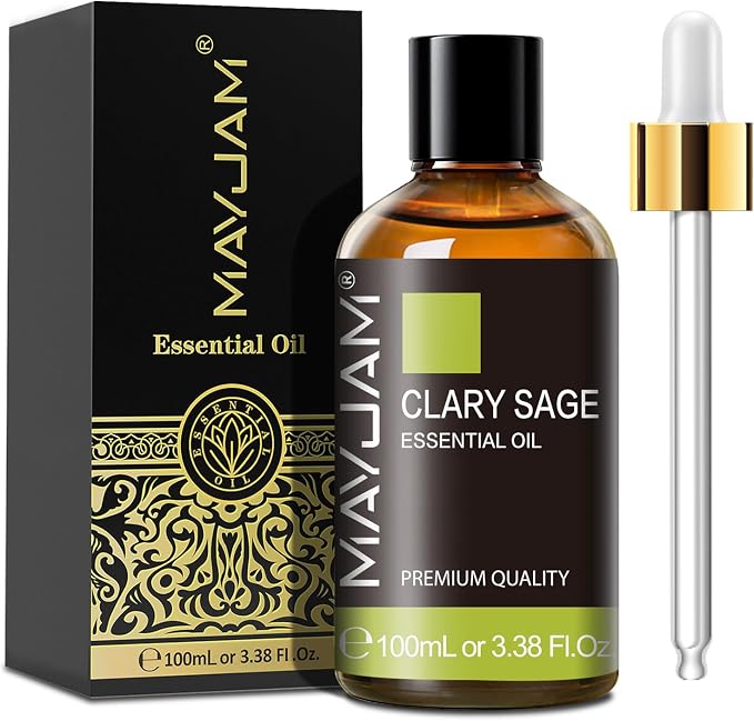 Clary Sage Essential Oil with Glass Dropper - MAYJAM Pure Clary Sage Oil Essential Oils for Diffusers for Home - Perfect for Aromatherapy and Relaxation - Huge 3.38fl.oz