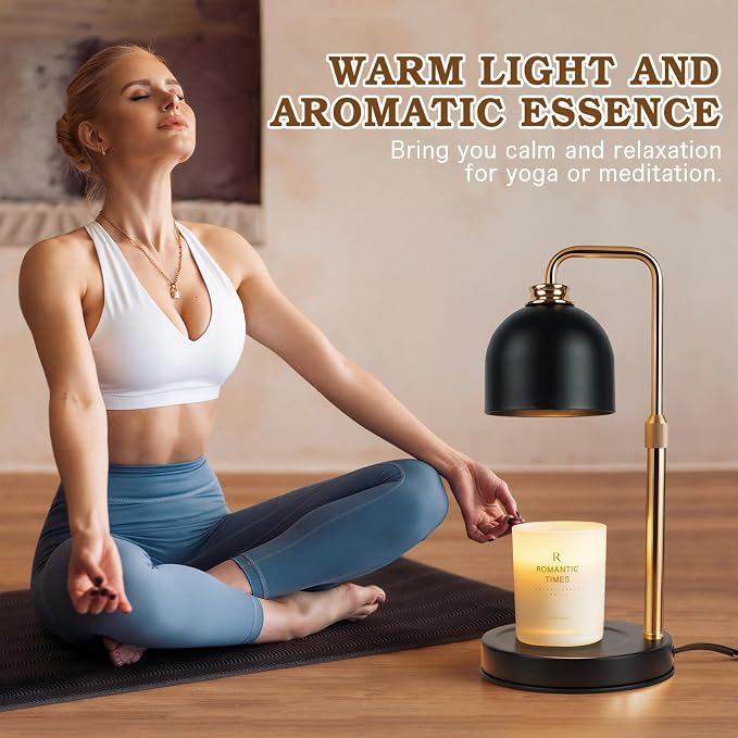 Funistree Candle Warmer Lamp with Timer Dimmer, Adjustable Height Birthday Gifts for Women Mom, Modern Vintage Black Candle Warmer, Vintage Home Decor for Scented Jar with 2 Bulbs