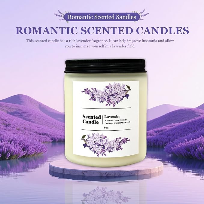 Coniol Natural Lavender Candle Scented Candle for Home - Rich & Warm Aromatherapy for Home Relaxation, Holiday Decor & Stress Relief, Premium Soy Wax for Family Coziness