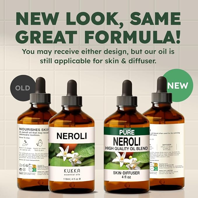 100% Pure Neroli Oil - 4 Fl Oz Neroli Essential Oil for Hair, Skin, Diffuser, Aromatherapy & DIY Soap Making Scent