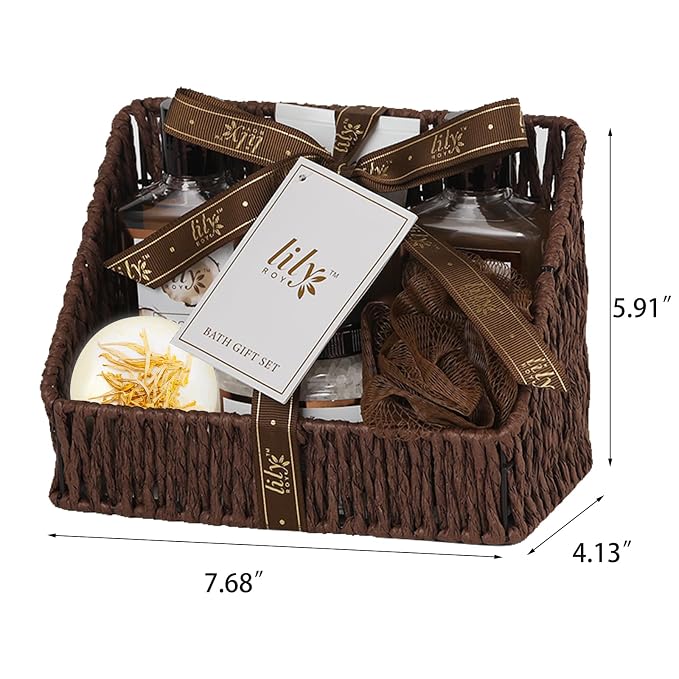 Coconut Vanilla Spa Gifts Bath Kit, 7Pcs Moisturizing Gift Set for Women Men