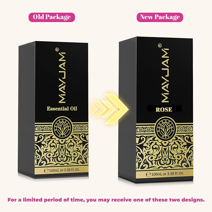 Rose Essential Oil, MAYJAM Essential Oils for Diffusers for Home, 3.38FL.OZ Large Volume Rose Oil for Soap Candle Making Massage