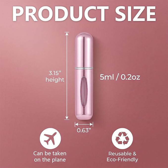 Refillable Perfume Atomizer Bottle, Portable Mini Travel Perfume Spray for Women & Men, Travel Size Scent Pump Case for Travel Accessories 4 Pack 5ml
