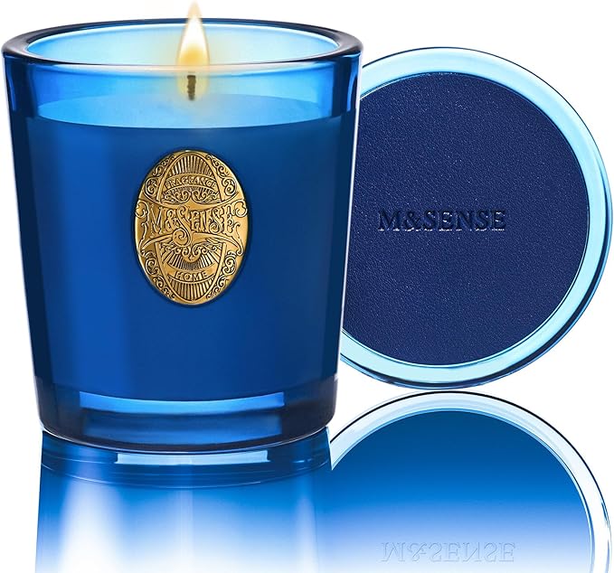 M&SENSE Natural Strong Summer Soy Candle | Peace & Blue | 9.2 oz, 50H Burn Time | Luxury Scented Candle for Relaxation, Gifting, SPA