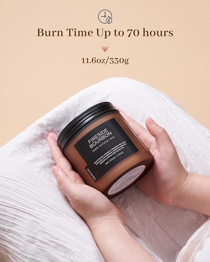 M&SENSE FiresideBourbon & Cade & Patchoulli Aromatherapy Candle for Home Decor, 11.6oz 70-Hour Long-Lasting Natural Soy Wax Scented Candle Fragrance, Spiritual Healing Gift for Positive Energy