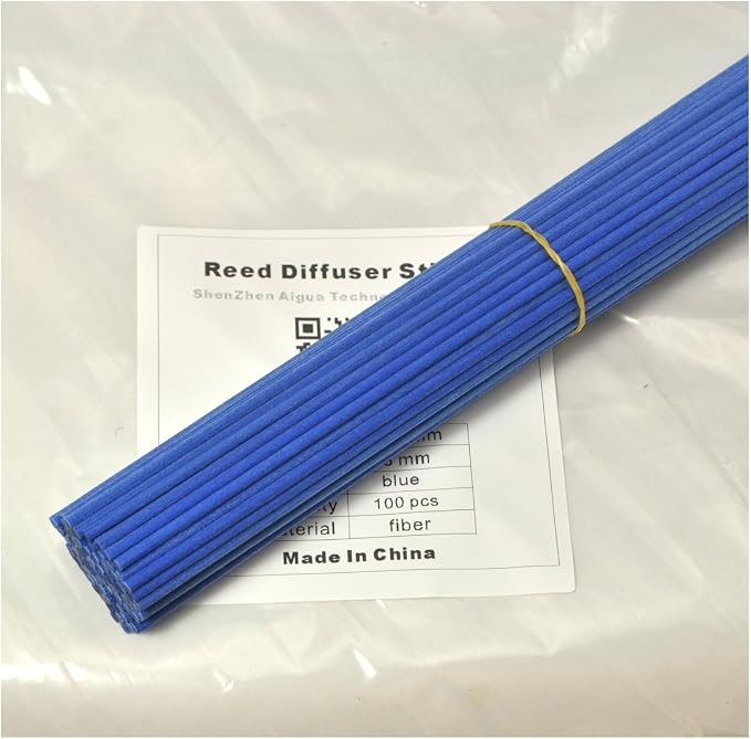 100 Pieces Fiber Reed Diffuser Replacement Refill Sticks (8" x 3mm, Blue)