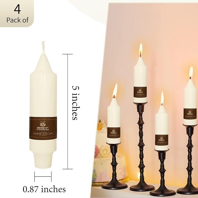 Candlesticks Short Taper Candle 5 inches Ivory Candle Sticks Smokeless Tapered Candles for Home Décor Weddings Festive Party Women Gifts