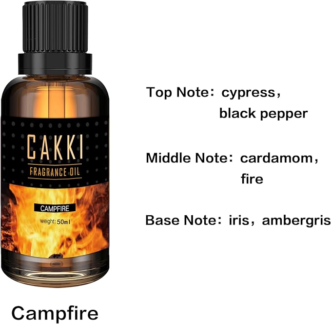 Essential Oils for Diffusers for Home, Scent-Campfire, Single Large Size 50ml, CAKKI Fragrance Oils, for Candle Making, for Soap Making, Diffuser Oil Scents