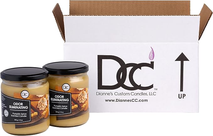 Pumpkin Spice Two Pack Odor Eliminating Highly Fragranced Candle - Eliminates 95% of Pet, Smoke, Food, and Other Smells Quickly - Up to 80 Hour Burn time - 12 Ounce Premium Soy Blend