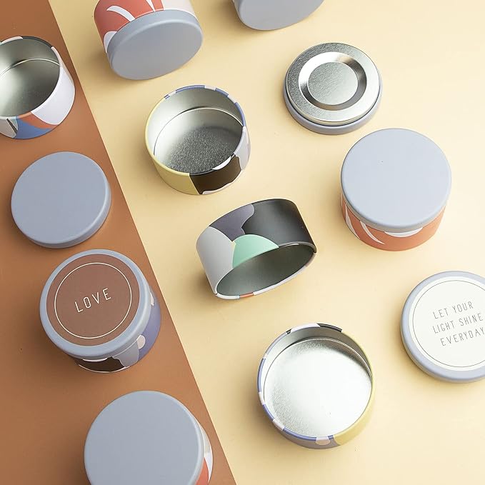 Hearth & Harbor Tin Candle Jars for Making Candles - DIY Candle Containers with Lids - Metal Candle Jars - Bulk Tins Storage for Candle - (12 Pieces) - (8 Ounces) - Artistic Floral