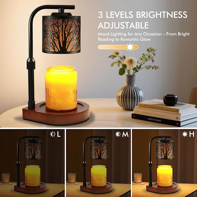 Candle Warmer Lamp with Timer & Dimmer- Electric Wax Melt Warmer with Adjustable Height for Scented Candles, Home Décor Fragrance and House Warming Birthday Mothers Day Gifts for Women Mom