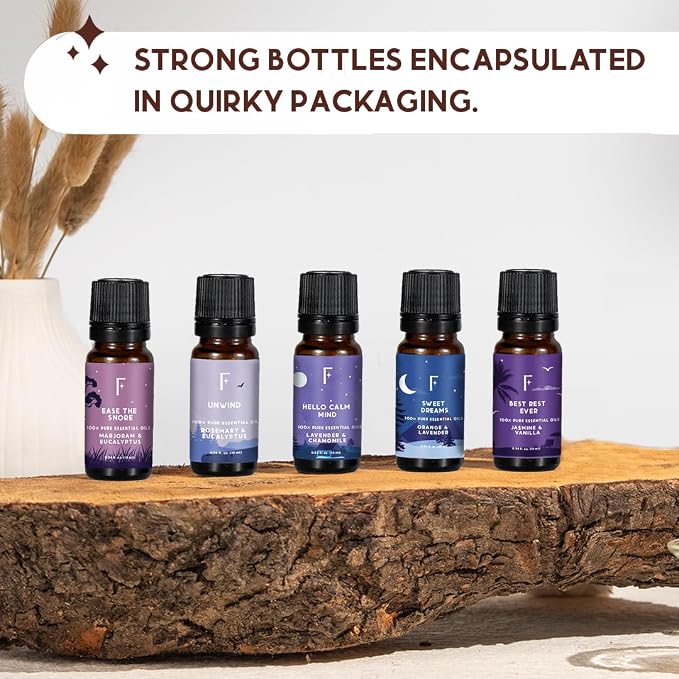 Folkulture Essential Oils - Set of 5 (0.34 fl oz x 5) |Sleep Essential Oils for Diffusers for Home, Aromatherapy, Relaxation | Lavender, Rosemary, Vanilla, Eucalyptus, Scents for Sweet Dream- Sleep