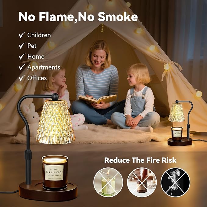 Candle Warmer Lamp with Timer Dimmable, Birthday Gifts for Women Mom, House Warming Gifts New Home Decor, Wax Melt Warmer for Jar Candles with 2 Bulbs