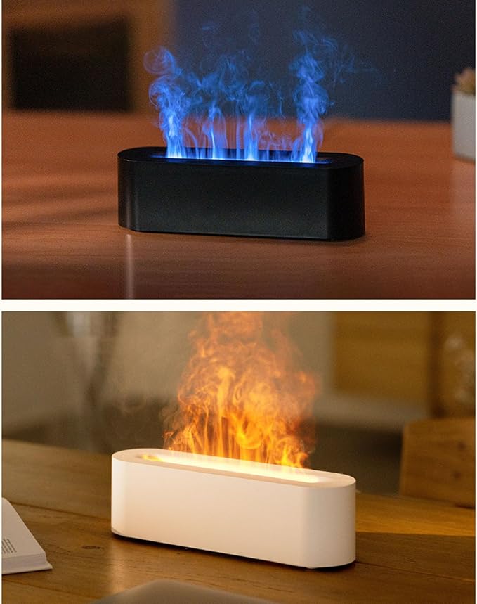 USB Portable Easy Flame Diffuser Humidifier with 7 Colors, Improve Air Quality for Room, Office, Bedroom (Black)