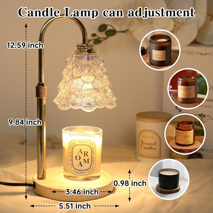 GEEZO Fragrance Candle Warmer Lamp，Electric Candle Warmer with Timer & Dimmer，Mom Christmas Birthday Gifts for Women, House Warming Gifts New Home Bedroom Decor