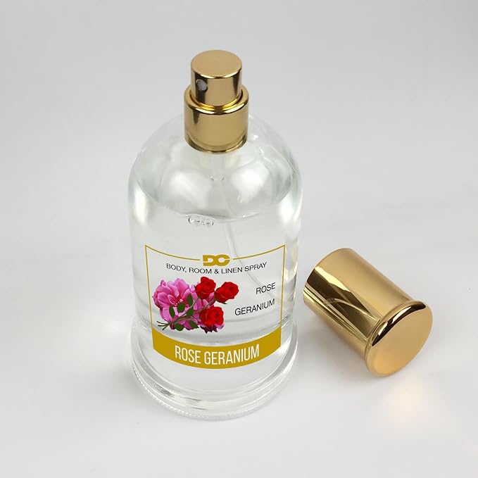 Daniella's Candles Rose Geranium Body Room and Linen Spray, Natural Body Mist & Room Spray, Long Lasting Fragrance, 100ml/3.4oz