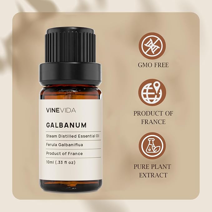 VINEVIDA [10ml] Galbanum Essential Oil - Undiluted - Candle Oil Scent - DIY Candle Scents for Candlemaking - Essential Oil for Soap Making