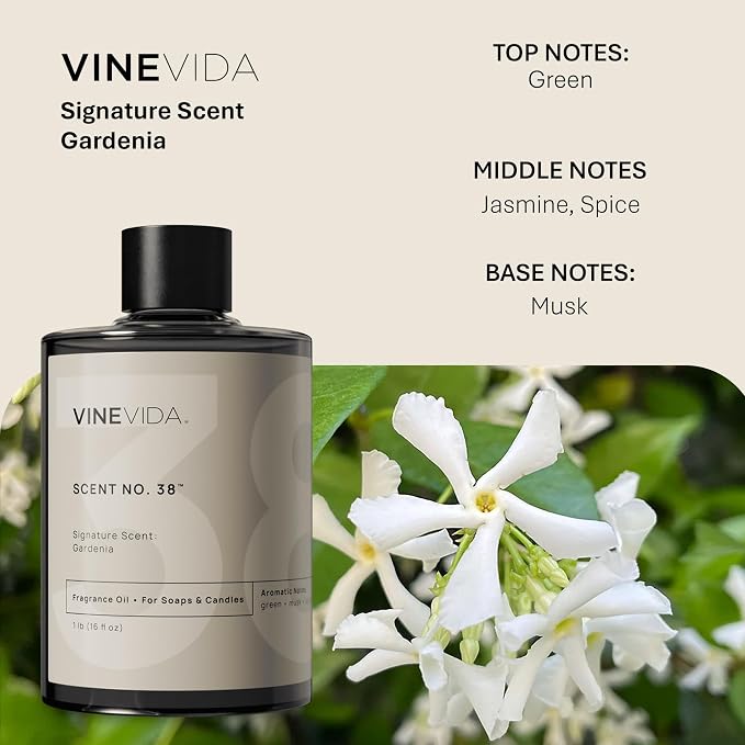 VINEVIDA [16oz] Gardenia Fragrance Oil - USA Candle Scents & Soap Making