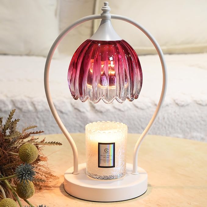 GOODBUY Candle Warmer Lamp with Timer: Dimmable Scented Candle Warmer Aromatherapy Lamp for Home Decor, Ideal Housewarming Birthday Wax Warmer Light Gift, Includes 2 Bulbs
