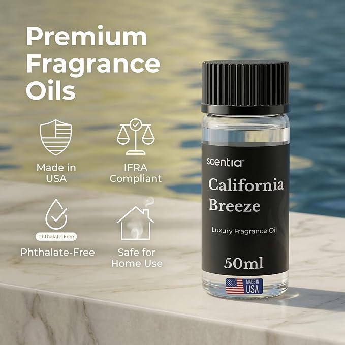 Scentia California Breeze Hotel Scent Diffuser Oil – Luxury Fragrance Inspired by Delano Beach Club – 50 mL – Orange, Green Tea & Jasmine Essential Oil Blend for Home, Office & Aromatherapy Diffusers
