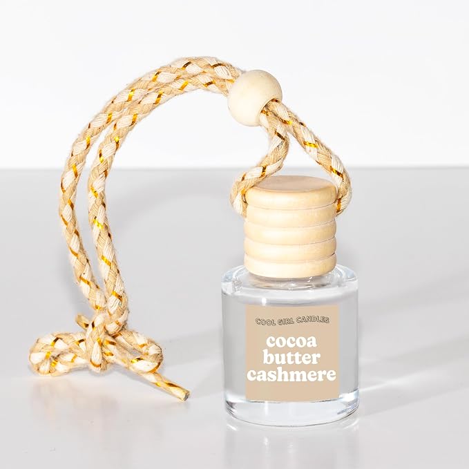 COOLGIRLCANDLES Cocoa Butter Cashmere Car Hanging Fragrance Oil Air Freshener for Essential Oils, Scents Aromatherapy Automobile Diffuser, Long Lasting Car Diffuser Bottle