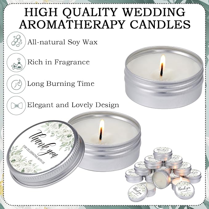 MTLEE 50 Pcs Wedding Candles Gift Favors for Guests 1 Oz Lavender Scented Soy Wax Aromatherapy Candle Favors for Bridal Shower Rustic Wedding Party Guests(Green Leaves)
