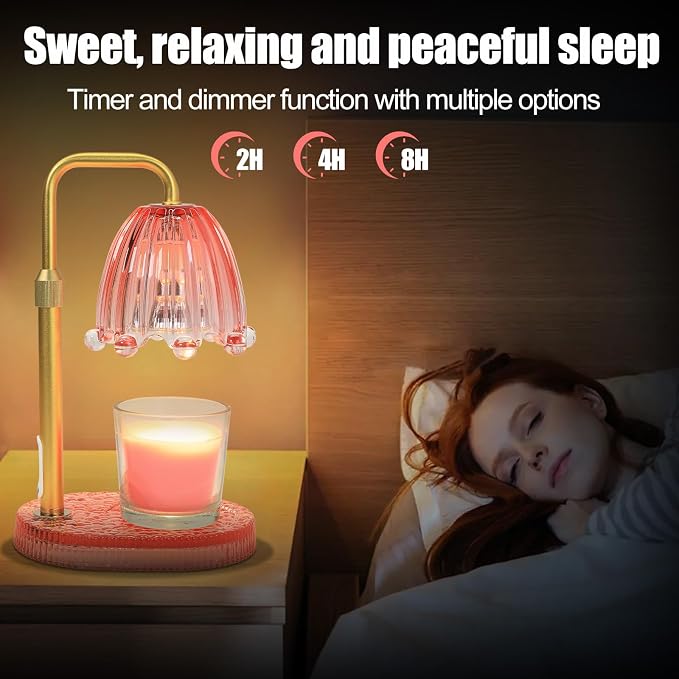 Candle Warmer Lamp with Timer - Electric Wax Melt Warmer with Adjustable Height and Dimmer for Scented Candle Wax, Home Fragrance Décor and House Warming Birthday Gifts for Women Mom