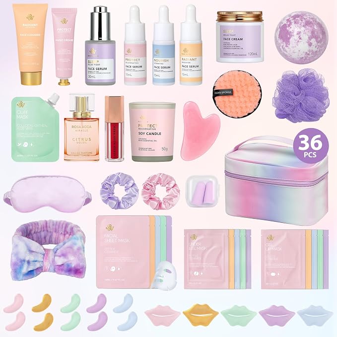 Gifts for Women, 36 Pcs Spa Gifts Basket Set for Women, Birthday Gifts, Hydrating Face Skin Care Gifts Set, Bath & Body Beauty Care Kit, Makeup Bag, Face Serum, Christmas, Anniversary, Wife, Mom