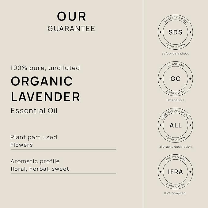 VINEVIDA Organic Lavender Essential Oil - 32 oz - Undiluted - DIY Candle Scents & Bulk for Soap Making