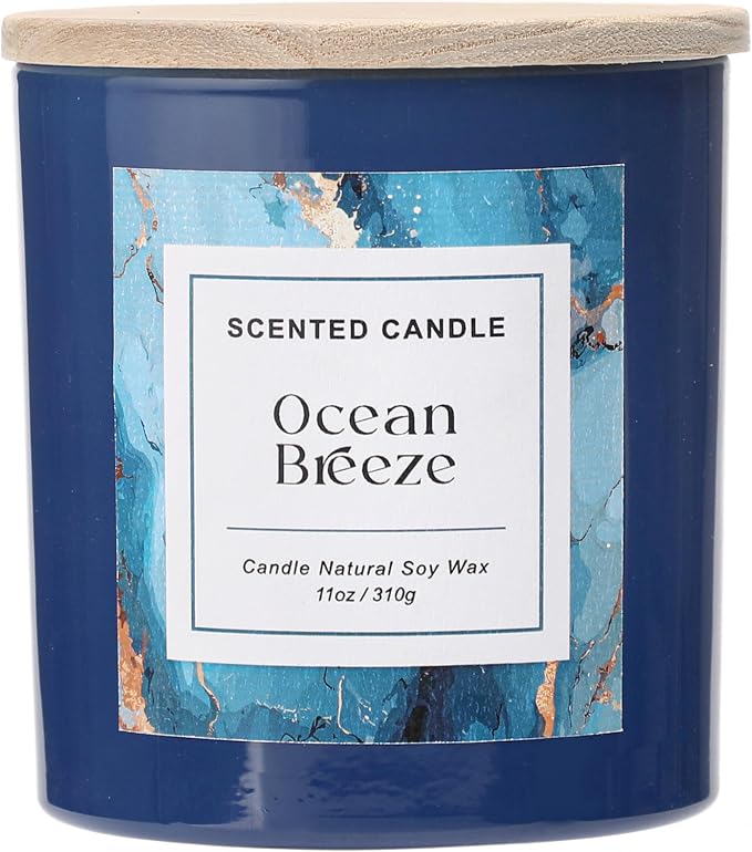 Ocean Breeze Candle,Summer Scented Candle,Natural Soy Wax Candles for Home Scented,Candle Gift for Women Men,11 oz