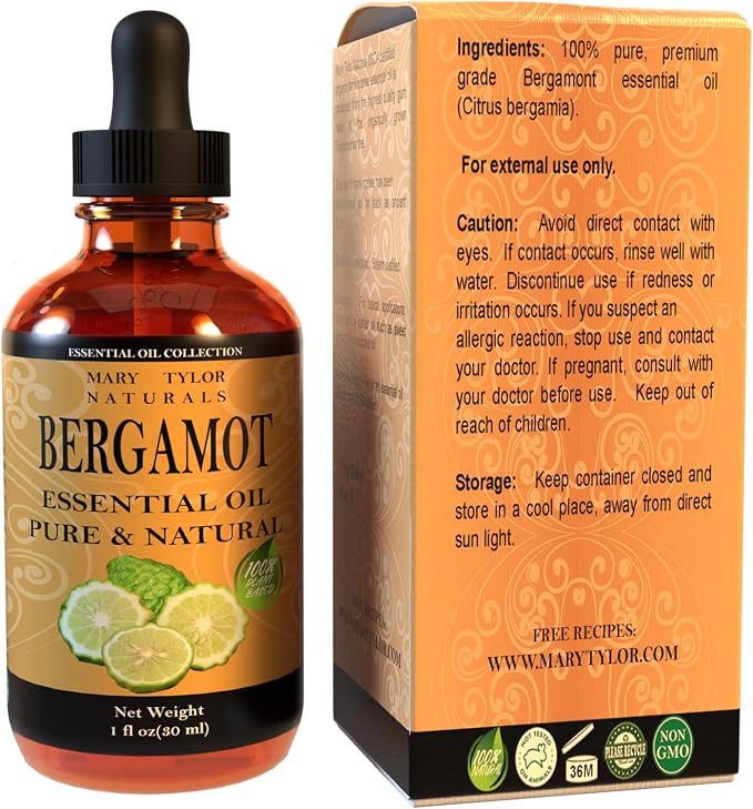 Bergamot Essential Oil (1 oz), Premium Therapeutic Grade, 100% Pure and Natural, Perfect for Aromatherapy, Diffuser, DIY by Mary Tylor Naturals