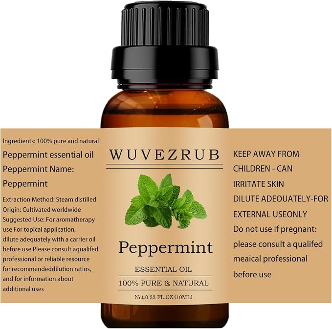 Peppermint Essential Oils 10ML, 100% Pure and Natural Essential Oil for Aromatherapy Diffuser - 0.33 Fl Oz/Peppermint
