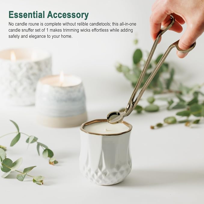 The Growing Candle Wick Trimmer, Stainless Steel Accessories for Candles, Cutter Kit for Trimming, Bronze