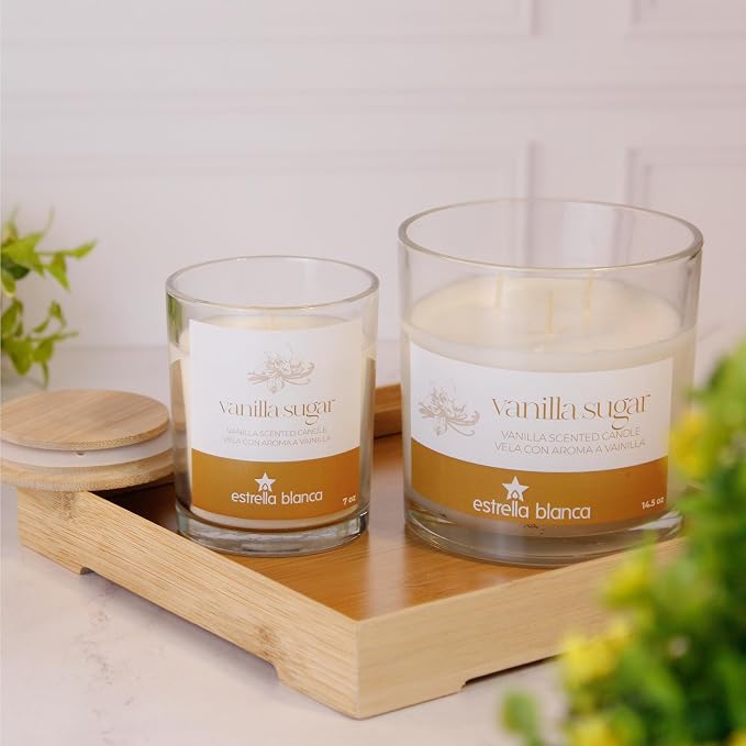 14.5oz Vanilla Sugar Scented Candle, Cozy Fall Home Fragrance, Soy Wax Candle with Long-Lasting Burn, Gift for Women & Men