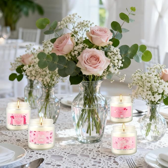 Valentine's Day Scented Candles Gift Set, 6 Pack 3.05 oz Candles - Romantic Gifts for Her: Wife, Girlfriend, Mother, and for Him: Husband, Boyfriend - Long Lasting Aromatherapy Candle for Home Decor