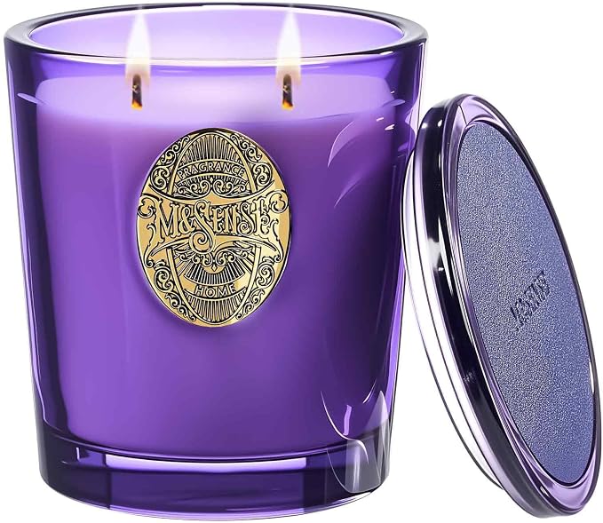 M&SENSE Large Two-Wick Soy Candle | Lavender Citrus & Purple | 19.8 oz, 120H Burn Time | Luxury Scented Candle for Relaxation, Gifting, Home Décor | Ideal for Bedroom, Office, Party Ambiance