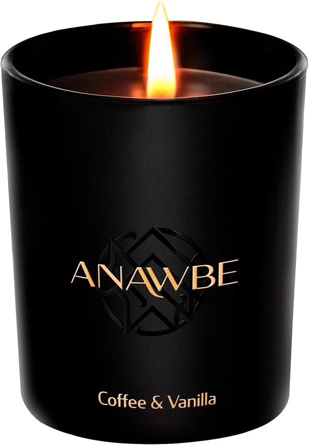Coffee & Vanilla Candle, Soy Candles for Men, Scented Candles for Home, Masculine Black, Luxury Vessel & Gift Box, 45-Hour Long-Lasting, Aromatherapy Candle