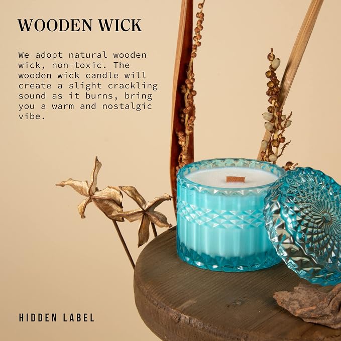 Coconut Lime Verbena Scented Candle, Crackling Wood Wick Soy Candles, Muse Collection 7.4oz Natural Soy Wax Non Toxic, Candle Gifts for Women