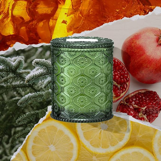 LA JOLIE MUSE Pine & Pomegranate Candle | Lemon, Pomegranate & Pine | 6 oz Natural Soy Wax | 40 Hours Clean Burn | Gift-Ready for Hosts, Gatherings | Elegant Home Décor