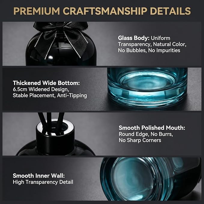 150ml/5oz Glass Fragrance Diffuser Bottle - Black Gradient - Home
