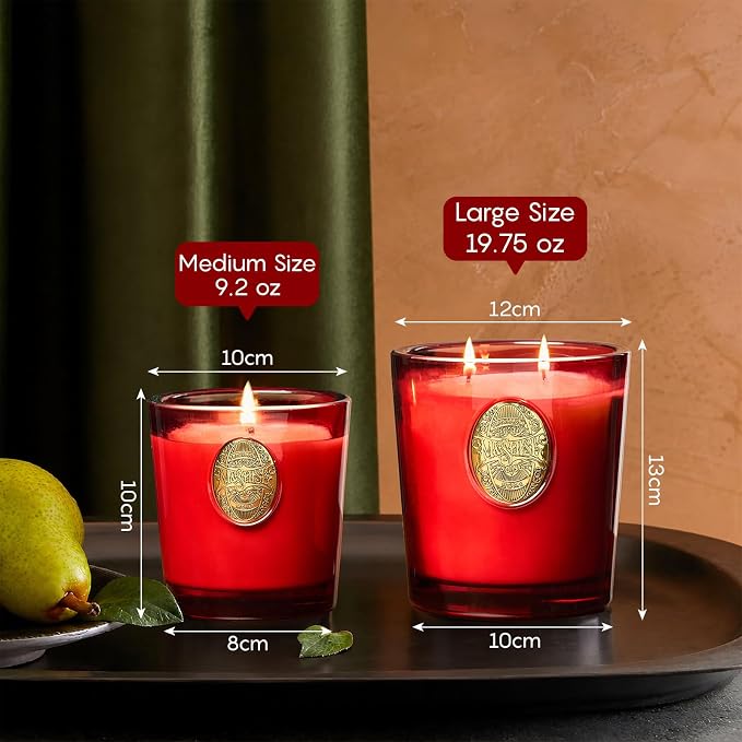 M&SENSE Large Two-Wick Strong Soy Candle | Red Camellia & Red | 19.8 oz, 120H Burn Time | Luxury Scented Candle for Women,Mothers Day Gifts