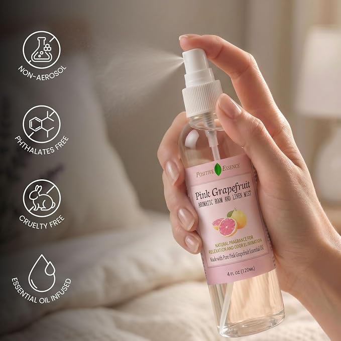 Pink Grapefruit Linen and Room Spray, Natural Air Freshener Made with Pure Pink Grapefruit Essential Oil, Bathroom Freshener, Pillow Spray, or Odor Eliminator